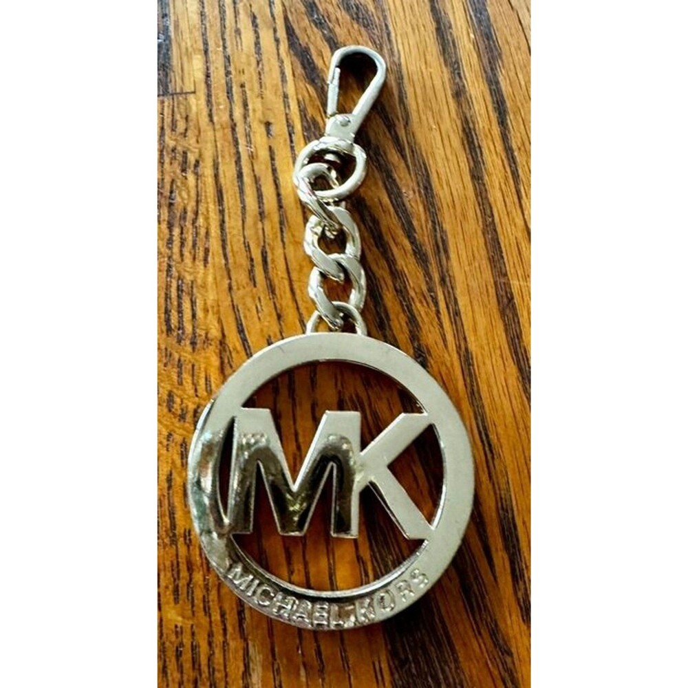 Michael Kors  Gold Tone Round Clip On Purse Bag Charm Fob Chain